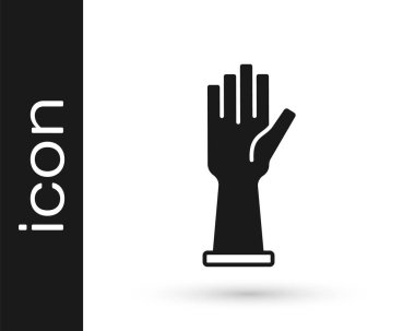 Siyah tıbbi lastik eldiven ikonu beyaz arka planda izole edilmiş. Koruyucu lastik eldivenler. Vektör.