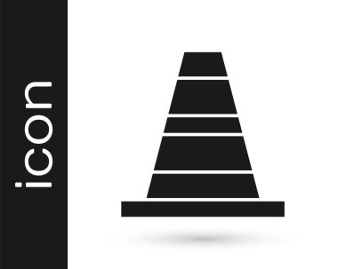 Beyaz arkaplanda siyah trafik konisi simgesi izole edildi. Vektör.