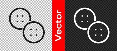 Şeffaf arkaplanda izole edilmiş kıyafet simgesi için siyah dikiş düğmesi. Giysi düğmesi. Vektör.