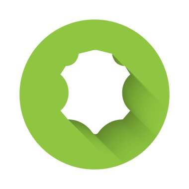 Uzun gölgeli beyaz deri bir simge. Yeşil daire düğmesi. Vektör.