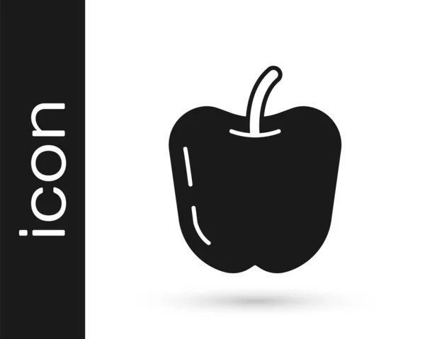 Icona Apple Nera Isolata Sfondo Bianco Frutta Con Simbolo Foglia — Vettoriale Stock