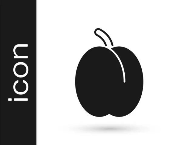 Černá Švestka Ovoce Ikona Izolované Bílém Pozadí Vektor — Stockový vektor
