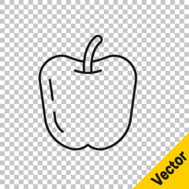 Siyah çizgi Apple simgesi şeffaf arkaplanda izole edildi. Yaprak sembollü meyve. Vektör.