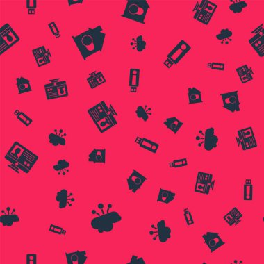 Nesnelerin internetini ayarla, Akıllı Ev, Hesap Ekranı Oluştur ve USB flash belleği pürüzsüz desen üzerine yerleştir. Vektör.