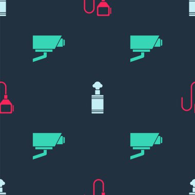 Telsizi, el bombasını ve güvenlik kamerasını kusursuz şekilde ayarla. Vektör.