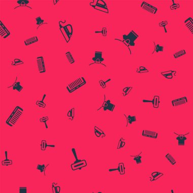 Traş bıçağını, elektrikli ütüyü, saç fırçasını ve kurutma kıyafetlerini kusursuz bir şekilde ayarla. Vektör.