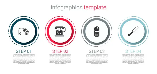 采购产品设置淋浴头 电话机 垃圾箱和刀具 业务信息模板 — 图库矢量图片