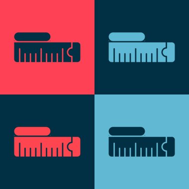 Pop sanat mezurası renk arkaplanında izole edilmiş bir simge. Ölçüm bandı. Vektör.