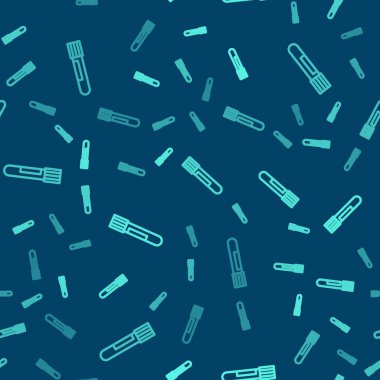 Yeşil çizgi test tüpü ve matara kimyasal test ikonu mavi arka planda izole edilmiş pürüzsüz desen. Laboratuvar cam levhası. Vektör.