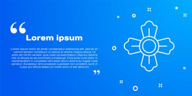 Beyaz çizgi itfaiyeci ikonu mavi arka planda izole edildi. Vektör.