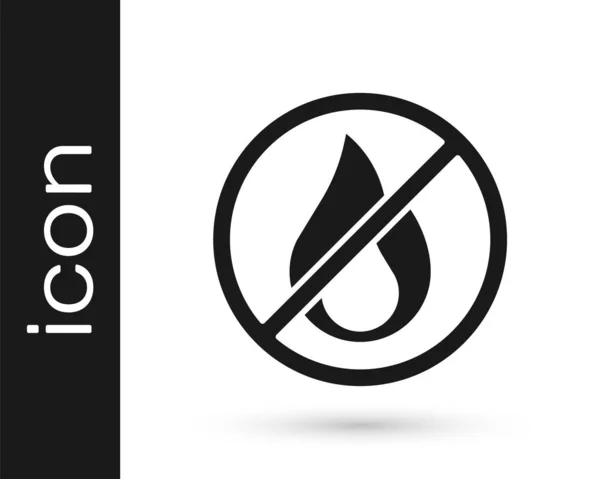 Negro Hay Icono Fuego Aislado Sobre Fondo Blanco Prohibición Fuego — Vector de stock