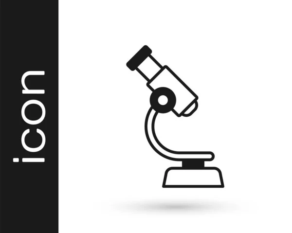 Schwarzes Mikroskop Symbol Isoliert Auf Weißem Hintergrund Chemie Pharmazeutisches Instrument — Stockvektor