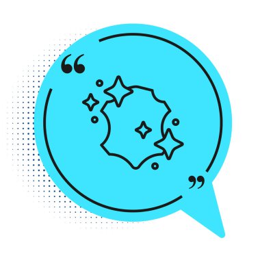 Beyaz arka planda siyah çizgi deri ikonu izole edildi. Mavi konuşma balonu sembolü. Vektör.