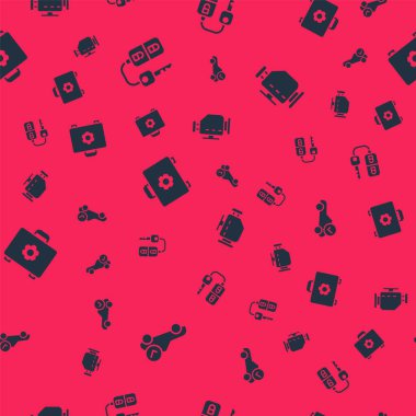 Otomobili kontrol et, uzaktan kumandalı araba anahtarı, araç kutusu ve kusursuz şablona göre motoru kontrol et. Vektör.