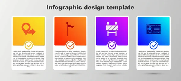 Set Ubicación Marcador Barrera Vial Infografía Navegación Por Mapa Ciudad — Vector de stock