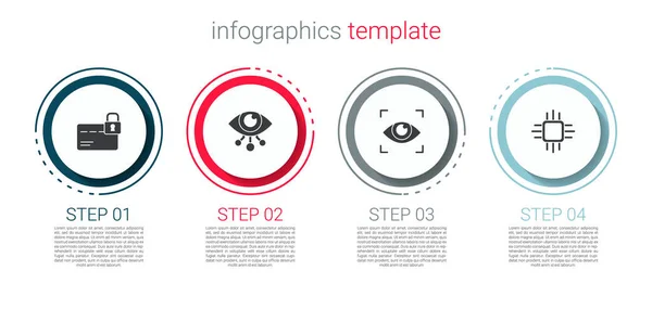 Definir Cartão Crédito Com Bloqueio Eye Scan Processador Microcircuitos Cpu — Vetor de Stock
