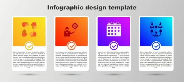 Ustaw Bazę Zespołu Projektowego Strategia Celu Marketingowego Kalendarz Szablon Infograficzny — Wektor stockowy