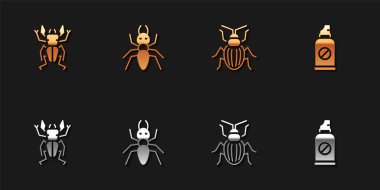 Böcek geyiğini, Karınca 'yı, Böcek Böceği' ni ve Böcek ikonuna karşı püskürt. Vektör.