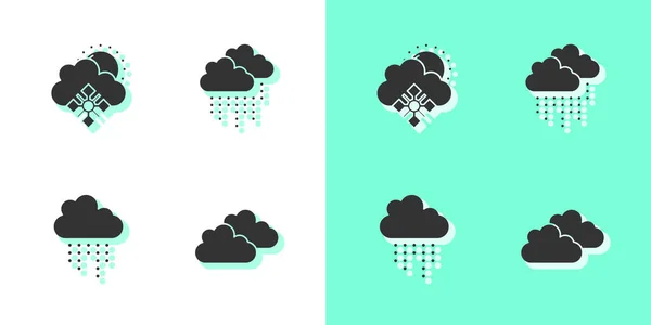 Nube Fija Con Nieve Sol Lluvia Icono Vector — Vector de stock