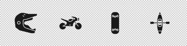 Установите Мотоциклетный Шлем Мотоцикл Скейтборд Байдарку Каноэ Вектор — стоковый вектор