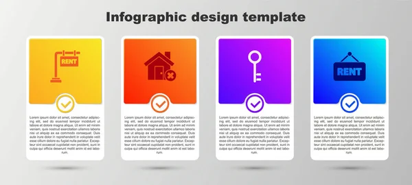 Ustaw Tabliczkę Czynsz Dom Zły Znak Klucz Szablon Infograficzny Biznesu — Wektor stockowy