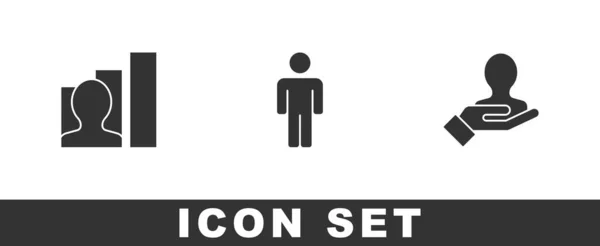 Setzen Sie Produktive Menschen Benutzer Und Hand Für Suchpersonen Icon — Stockvektor