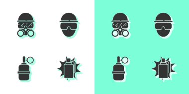 El bombası, gaz maskesi ve Özel Kuvvetler askeri ikonu hazırlayın. Vektör.