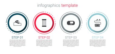 İnsan kafatasını, Eskiler sütununu, müze biletini ve ses rehberini ayarla. Ticari bilgi şablonu. Vektör.