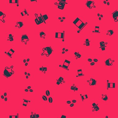 Kahve çekirdekleri, Pinokyo, Şişe zeytinyağı ve Flag Italya 'yı pürüzsüz bir kalıba sokun. Vektör.