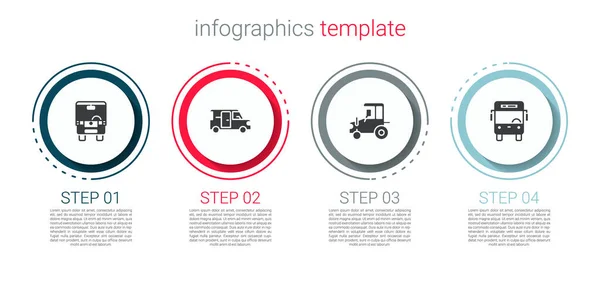 Set Bus Minibus Tracteur Modèle Infographie Entreprise Vecteur — Image vectorielle