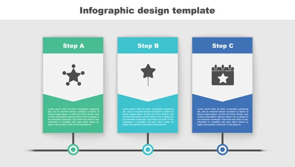 Stel Hexagram Sheriff Ballon Kalender Met Datum Juli Zakelijke Infographic — Stockvector