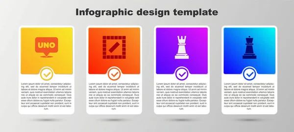 Definir Jogo Cartas Uno Tabuleiro Xadrez Modelo Infográfico Negócios Vetor — Vetor de Stock