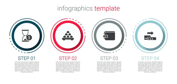 Set Sablier Avec Dollar Lingots Portefeuille Terminal Pos Modèle Infographie — Image vectorielle