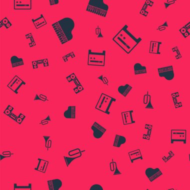 Trompet, Grand piano, ev teybi ve gitar amplifikatörünü kusursuz şekilde ayarla. Vektör.