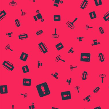 Kadın tuvaletini, havluyu askıya, jileti jileti ve traşı pürüzsüz desene ayarla. Vektör.