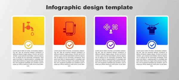 Set Grifo Agua Caldera Eléctrica Ropa Secado Plantilla Infografía Empresarial — Vector de stock