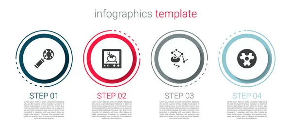Dna研究 3Dプリント技術 遺伝子組み換え食品やバイオハザードシンボルを設定します ビジネスインフォグラフィックテンプレート ベクトル — ストックベクタ