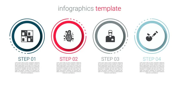 Set Periodiek Systeem Bacteriën Laboratoriumassistent Genetisch Gemodificeerde Appel Bedrijfsinfographic Sjabloon — Stockvector