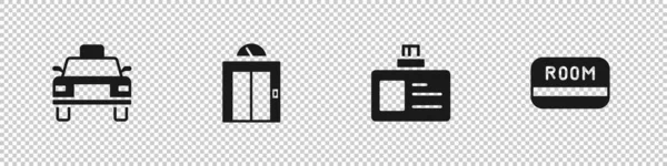 设置出租车 身份证和酒店钥匙卡图标 — 图库矢量图片