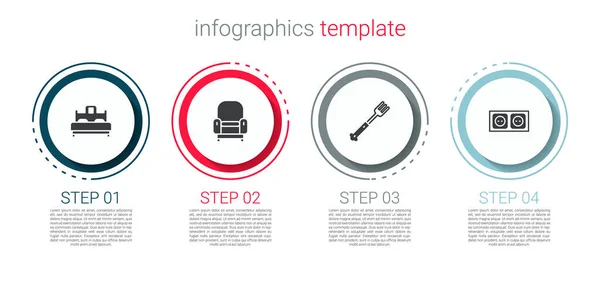 Set Chambre Coucher Fauteuil Fourche Prise Électrique Modèle Infographie Entreprise — Image vectorielle