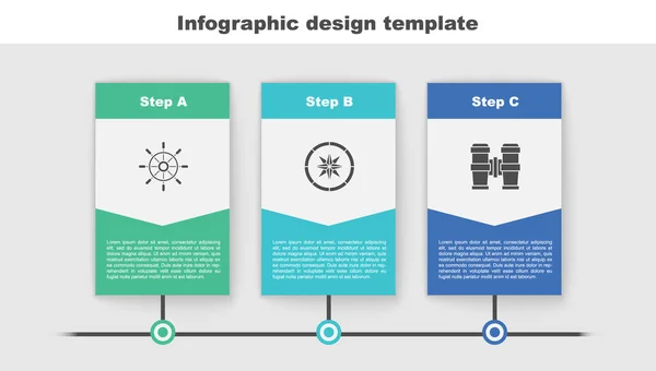 Réglage Volant Navire Compas Jumelles Modèle Infographie Entreprise Vecteur — Image vectorielle