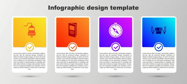 Set Campana Barco Folleto Brújula Mesa Póquer Plantilla Infografía Empresarial — Archivo Imágenes Vectoriales