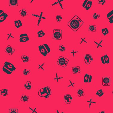 Jet motoru türbini, Marshalling asaları, Pilot şapkası ve tutum göstergesini kusursuz desen üzerine ayarla. Vektör.