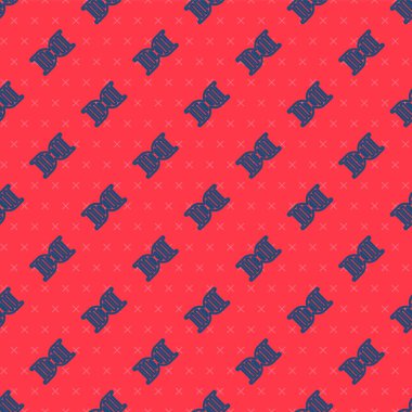 Kırmızı arkaplanda mavi çizgi DNA sembolü izole edilmiş. Vektör.