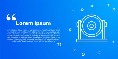 White line Gong musical percussion instrument circular metal disc icon isolated on blue background.  Vector. vector
