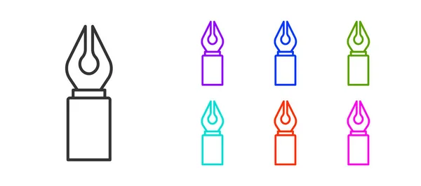 Zwarte Lijn Fontein Penpunt Pictogram Geïsoleerd Witte Achtergrond Pen Gereedschapsteken — Stockvector