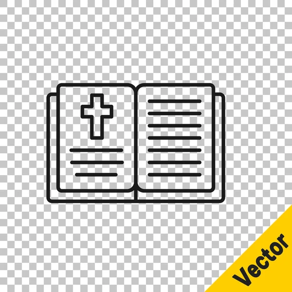 Черная Линия Святая Библия Книга Икона Изолированы Прозрачном Фоне Вектор — стоковый вектор