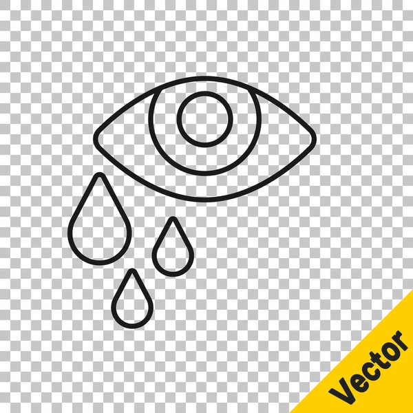 Черная Линия Слеза Крик Глаза Значок Изолирован Прозрачном Фоне Вектор — стоковый вектор