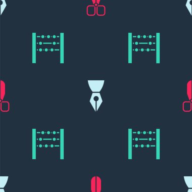 Makas, dolmakalem ucu ve Abaküs 'ü kusursuz desene ayarlayın. Vektör.