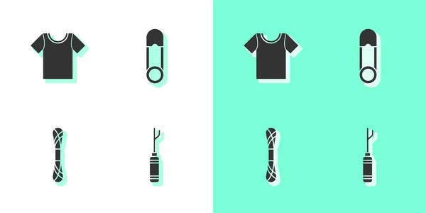 Set Awl Outil Shirt Fil Icône Broche Sécurité Vecteur — Image vectorielle